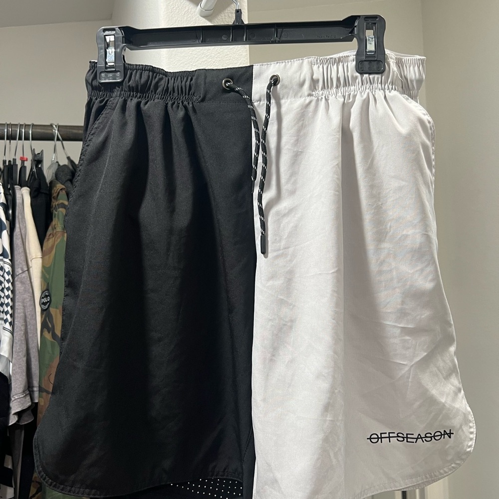 Black and White Mens Gym Shorts Adult Medium